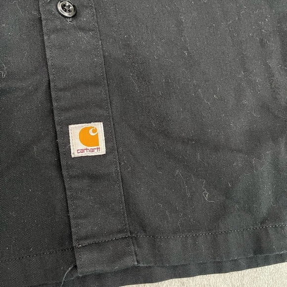 [2X]Carhartt Dark Black Button-Up SS Shirt 4 Pockets - Picture 5 of 7